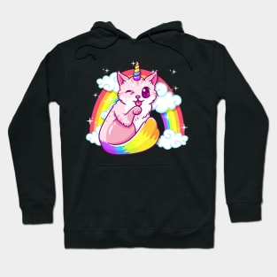 Rainbow Meowgical Caticorn Majestic Cat Unicorn Hoodie